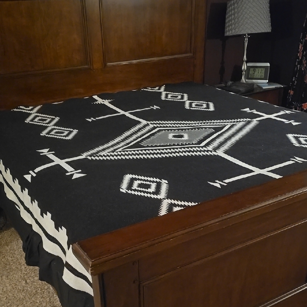 Black and White Geometric Blanket